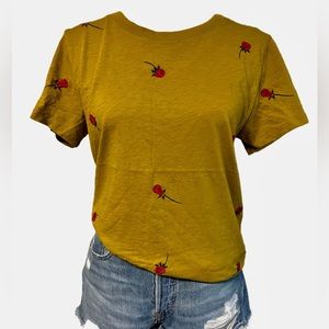 J. Crew embroidered rose tee